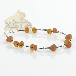 Raw cognac amber beads bracelet with wire